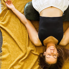 Green Velvet Yoga Bolster sustainable made with recycled plastic by Wobble Yoga