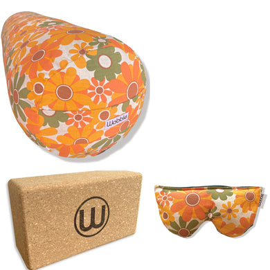 ELEVATE Yoga Bolster, Cork Block & Eye Pillow Set