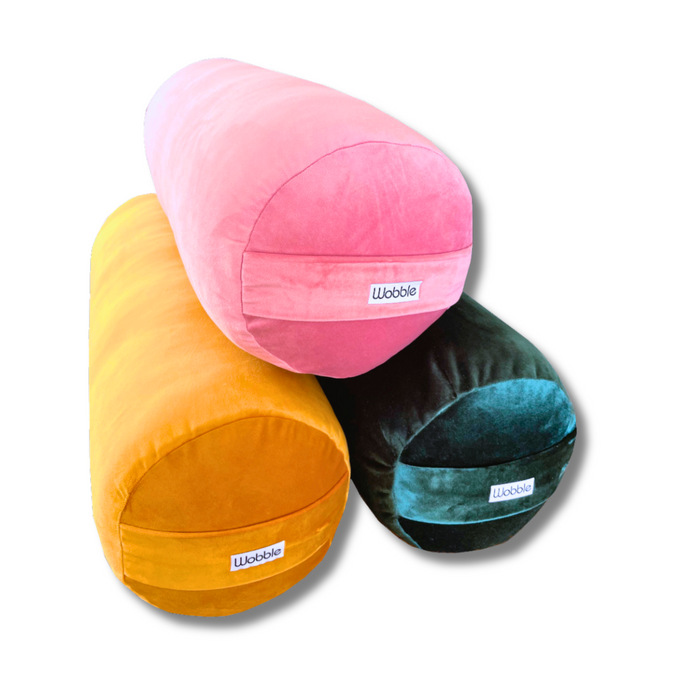 Turmeric Gold Pink Green Velvet Small Round Yoga Bolster Wobble Yoga Australia