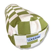 Green Checkerboard Round Tiny Yoga Bolster Neck Pillow by Wobble Yoga Australia