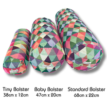 Harlequin Round Yoga Bolster Wobble Yin Yoga Unwind multi-colour deep rest gentle support calm restorative Eco-friendly handcrafted made in Australia AfterPay