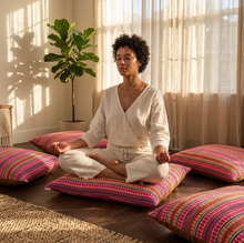 Indian Sunrise zabuton floor cushion recycled fibre wobble yoga sustainable