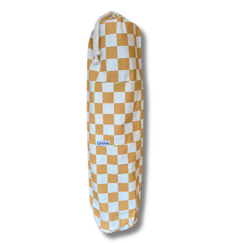 Mustard Checkerboard Yoga Mat Bag by Wobble Yoga