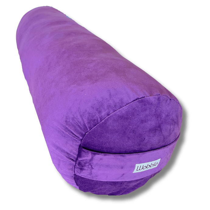 Purple Velvet round yoga boplster cushion by Wobble Yoga australia