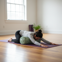 Verdant classic round bolster cushion studio home yin meditation yogi by Wobble Yoga green leaf tapestry sustainable eco-friendly handmade australia australian