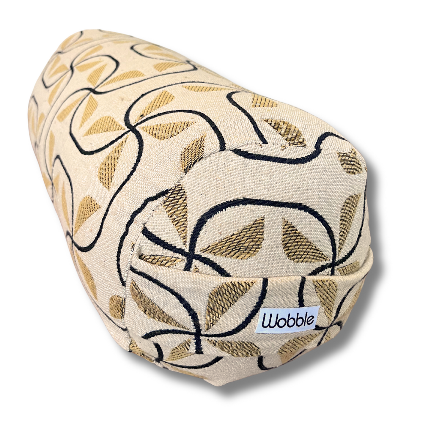 Gold Ecru Retro Floral baby small yoga bolster cushion by Wobble Yoga