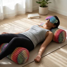 yoga rainbow pattern scented eye pillow relax savasana meditation by wobble yoga australia