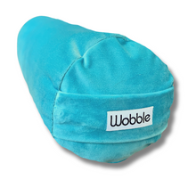 Aqua turquoise Velvet tiny yoga bolster cushion neck support beach by Wobble Yoga Australia