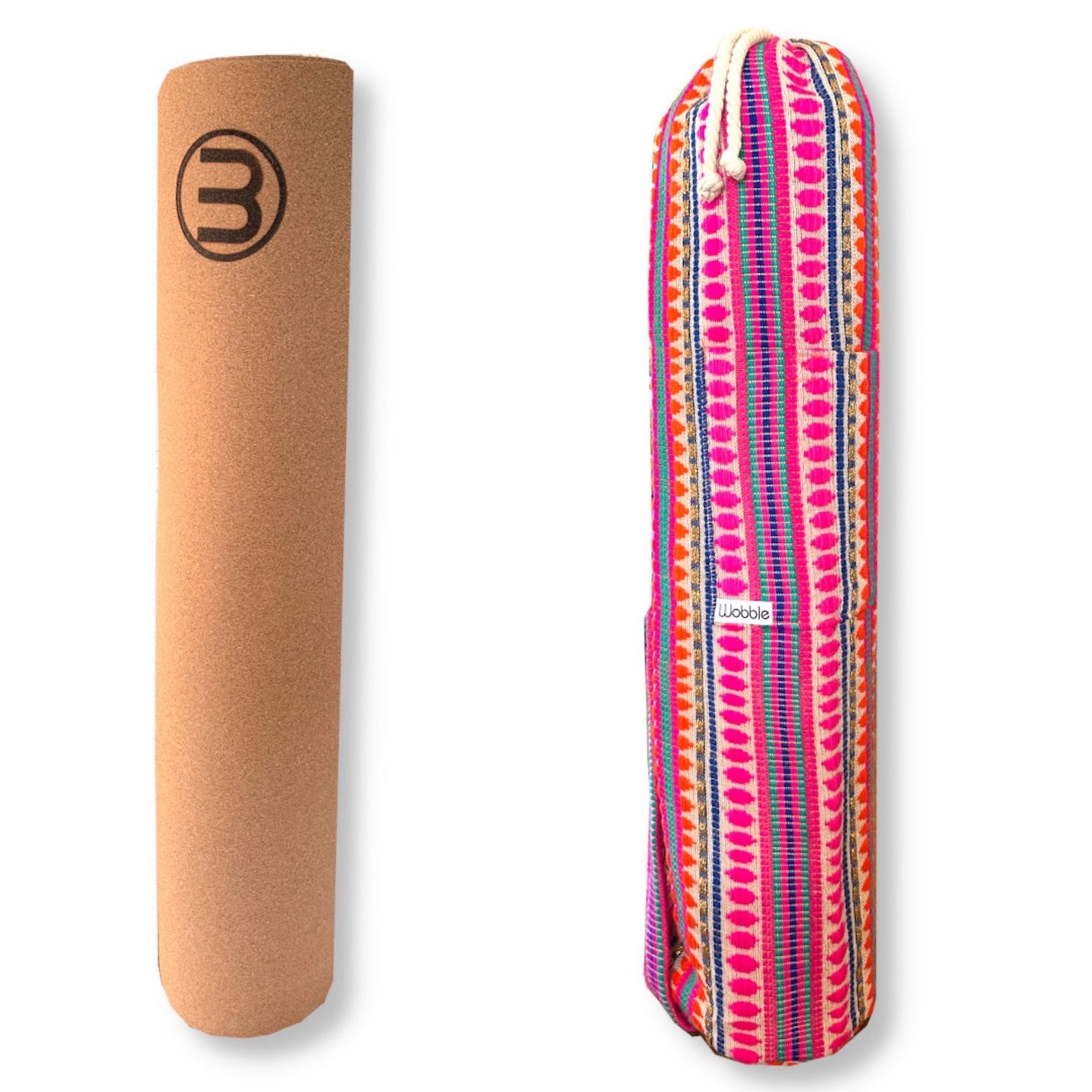 Cork Yoga Mat and Yoga Mat Bag Set by Wobble Yoga Indian Sunrise