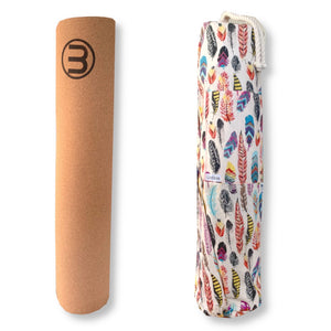 Cork Yoga Mat and Yoga Mat Bag Set by Wobble Yoga Dream Feather