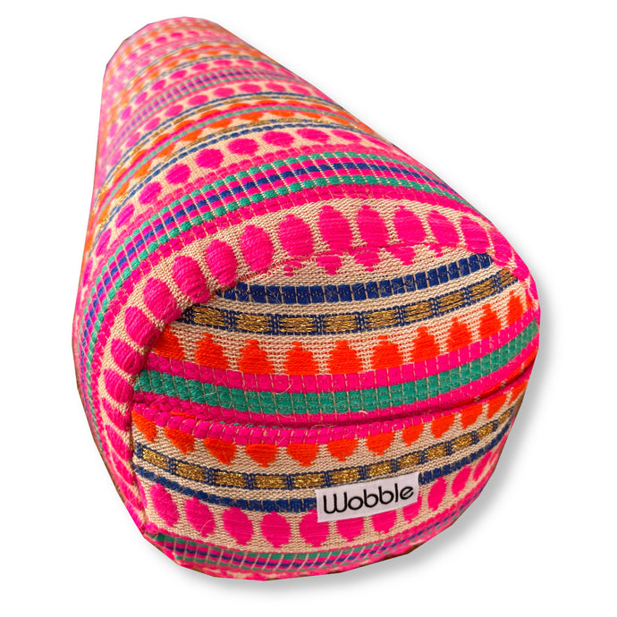 Pink colourful round yoga bolster Yoga Bolster sustainable made with recycled plastic by Wobble Yoga