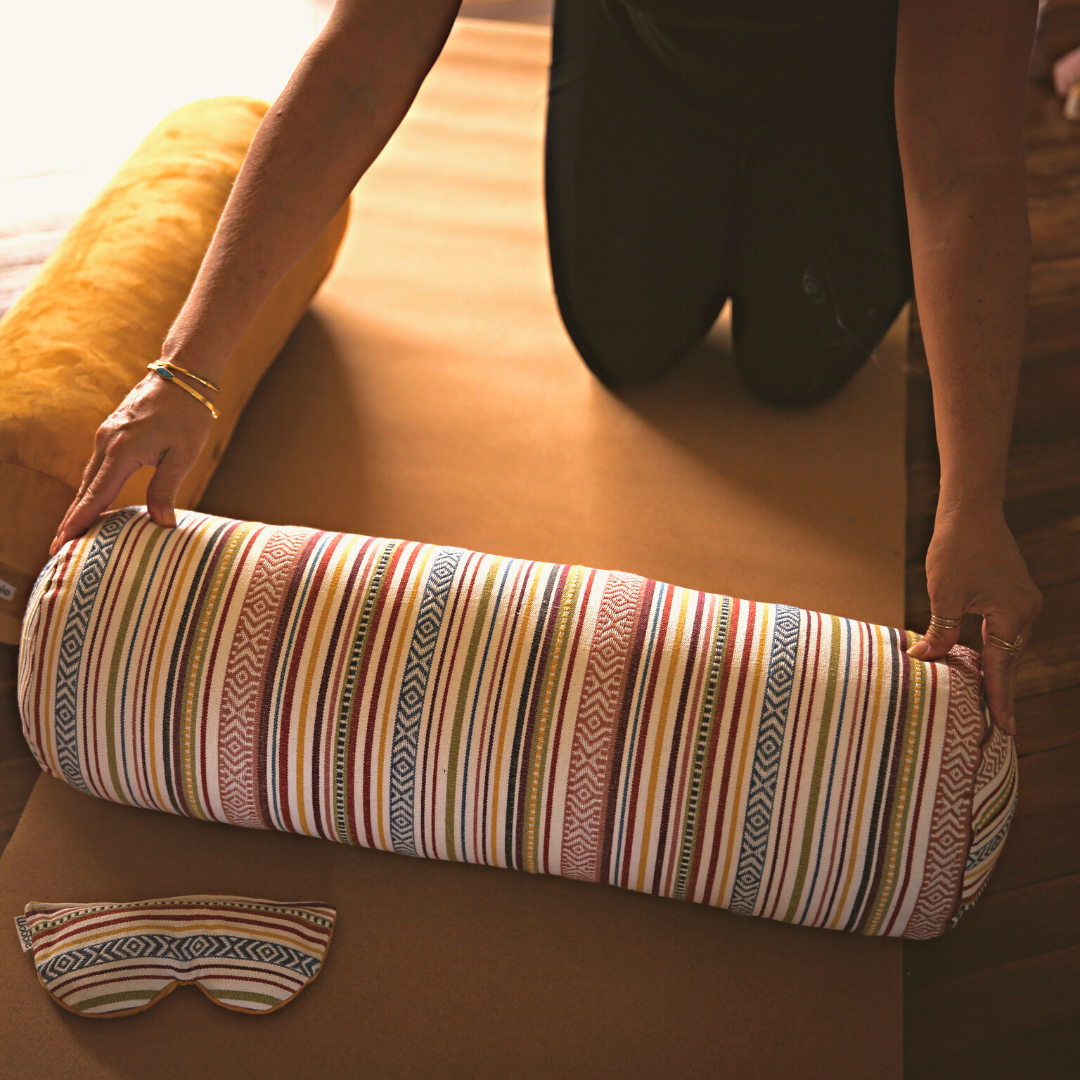 Yoga Bolster, Cork Yoga Block & Eye Pillow Set – Wobble Yoga