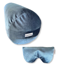 Yoga bolster cushion and scented savasana relaxation Eye Pillow Set handmade with recycled plastic and organic lavender and flaxseed by Wobble Yoga Blue Velvet
