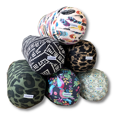 yoga bolster round travel cushion small 'baby' sized half sized small bolster by Wobble Yoga Australia