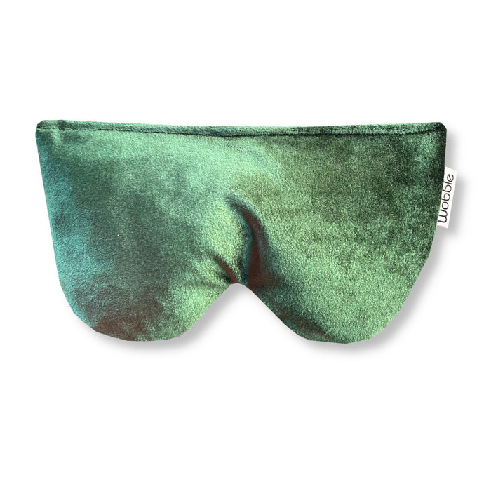 Green Velvet Eye Pillow Savasana Relaxation scented with organic lavender and flaxseed by Wobble Yoga