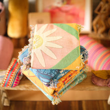 Retro Daisy Garden Yoga recycled cotton rug Blanket by Wobble Yoga. Designed in Australia.
