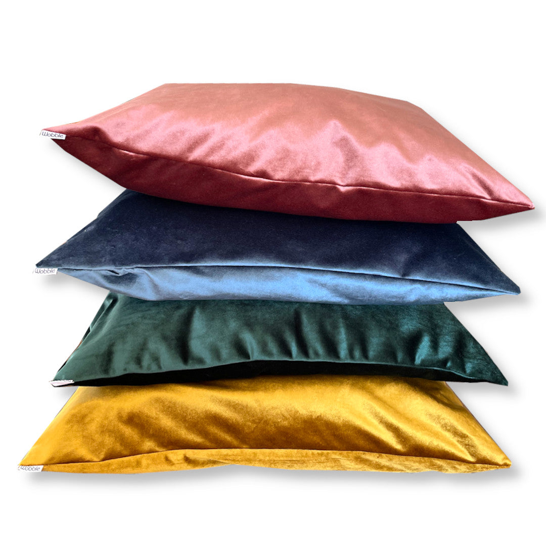 Velvet Zabuton Meditation Cushions sustainable handmade using recycled plastic by Wobble Yoga